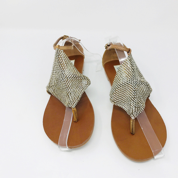 Steve Madden Rhinestone Shineyy Sandals Cognac - Picture 2 of 7